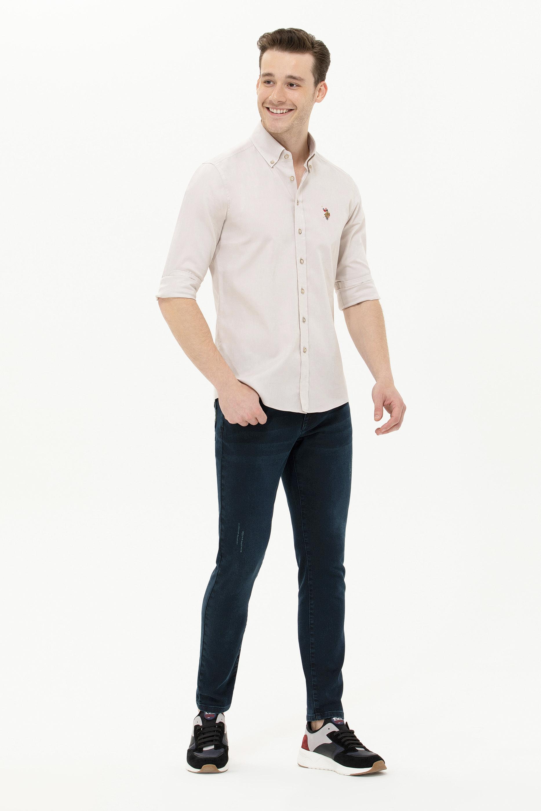 Erkek Taş Uzun Kollu Basic Gömlek