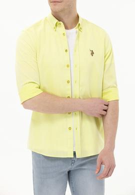 Erkek Neon Sarı Uzun Kollu Basic Gömlek - 50262977069