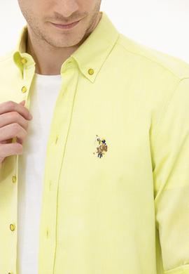 Erkek Neon Sarı Uzun Kollu Basic Gömlek - 50262977069