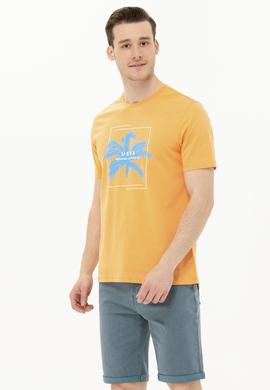 Erkek Turuncu Bisiklet Yaka Tişört - 50263390044