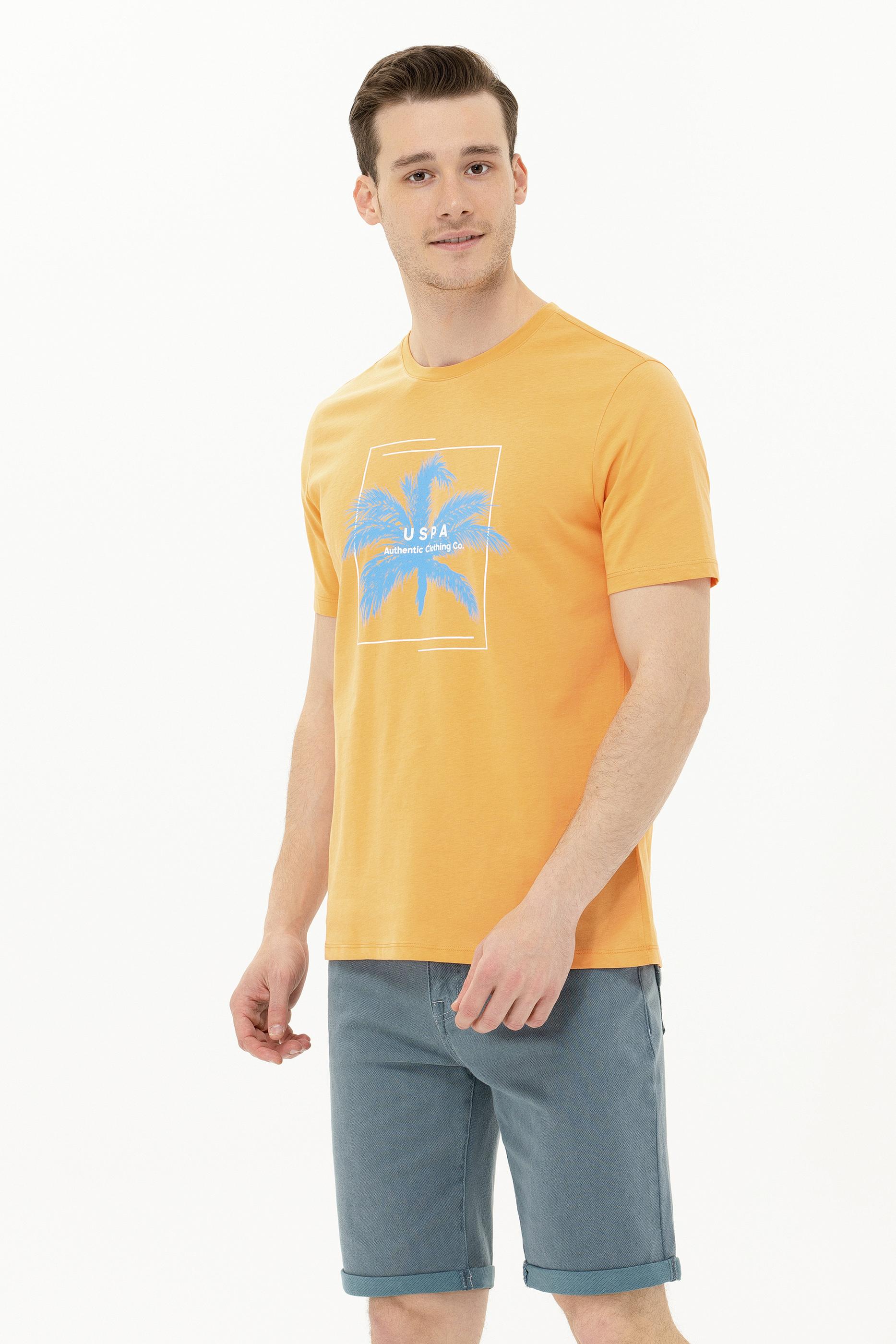 Erkek Turuncu Bisiklet Yaka Tişört