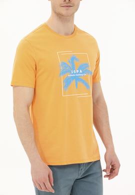 Erkek Turuncu Bisiklet Yaka Tişört - 50263390044