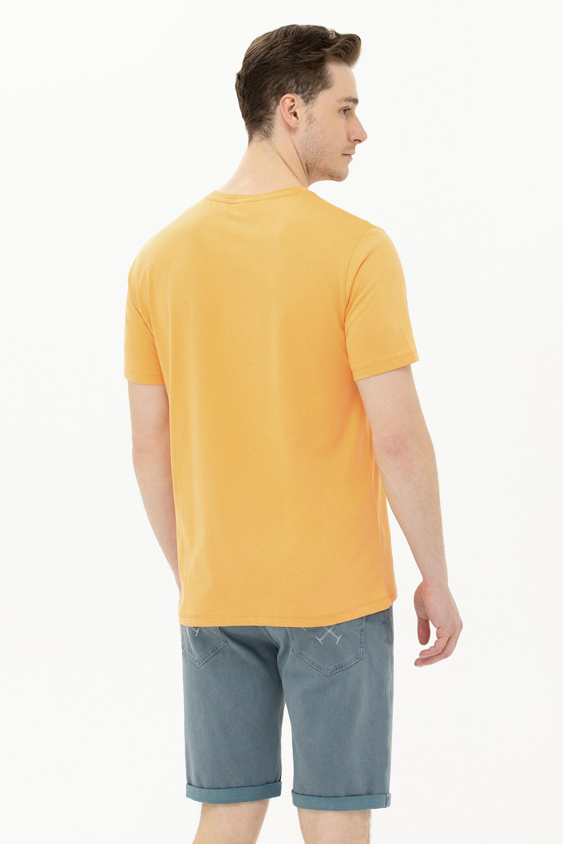 Erkek Turuncu Bisiklet Yaka Tişört