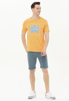 Erkek Turuncu Bisiklet Yaka Tişört - 50263390044