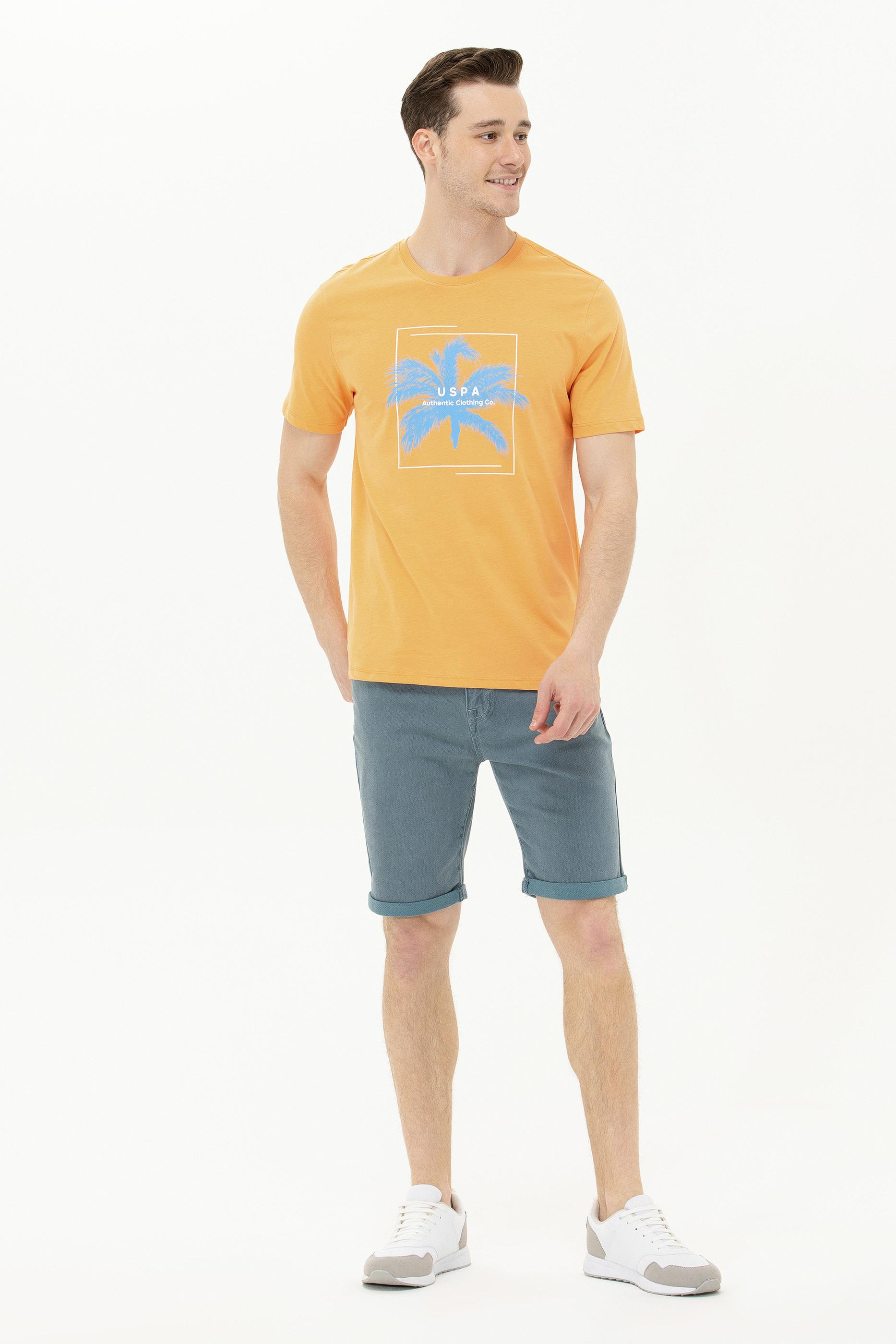 Erkek Turuncu Bisiklet Yaka Tişört