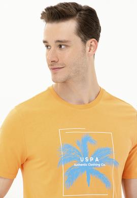 Erkek Turuncu Bisiklet Yaka Tişört - 50263390044