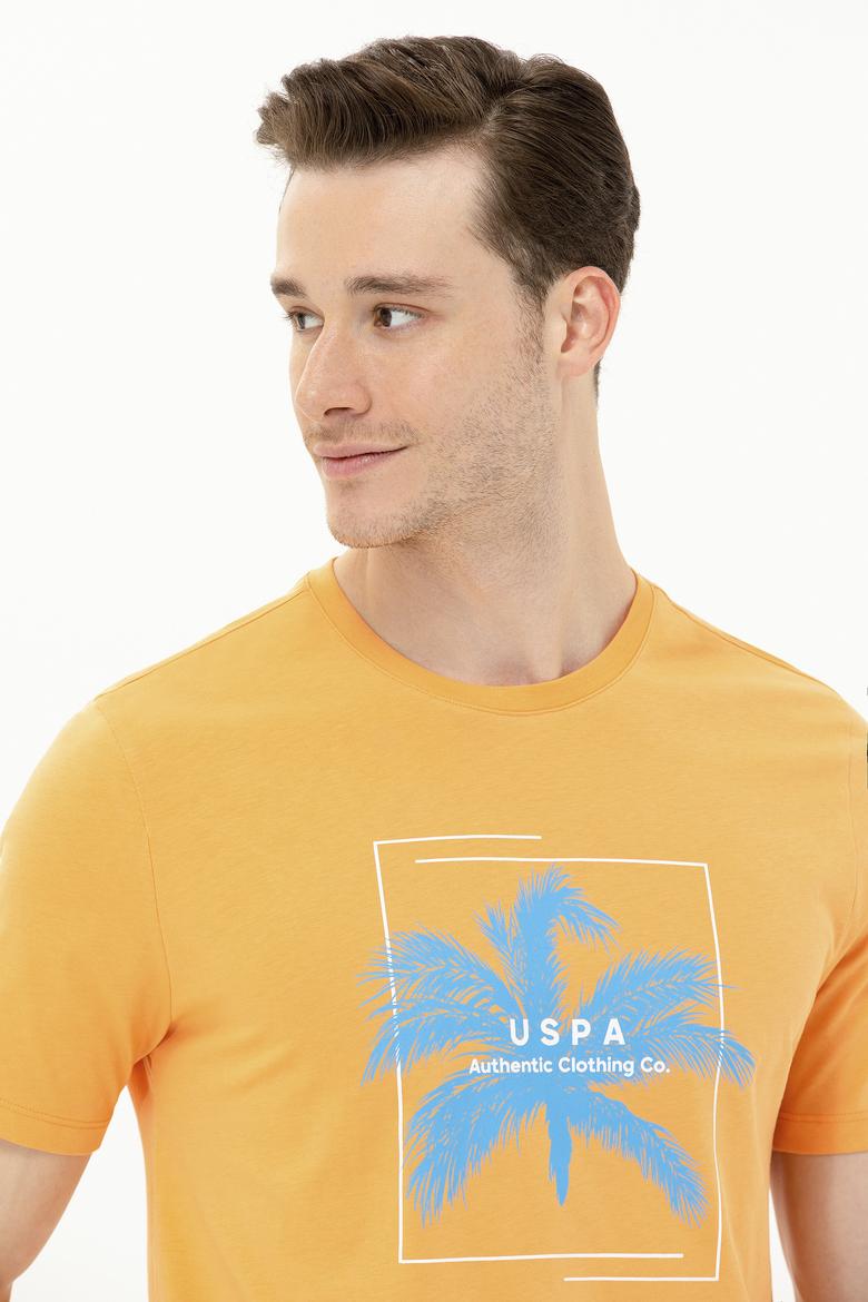 Erkek Turuncu Bisiklet Yaka Tişört - 50263390044