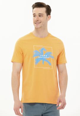 Erkek Turuncu Bisiklet Yaka Tişört - 50263390044