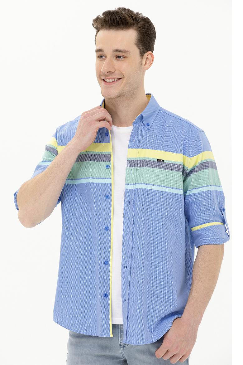 Erkek Saks Uzun Kollu Gömlek - 50263896023