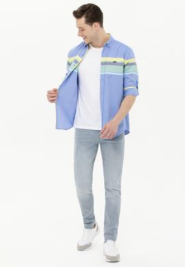 Erkek Saks Uzun Kollu Gömlek - 50263896023