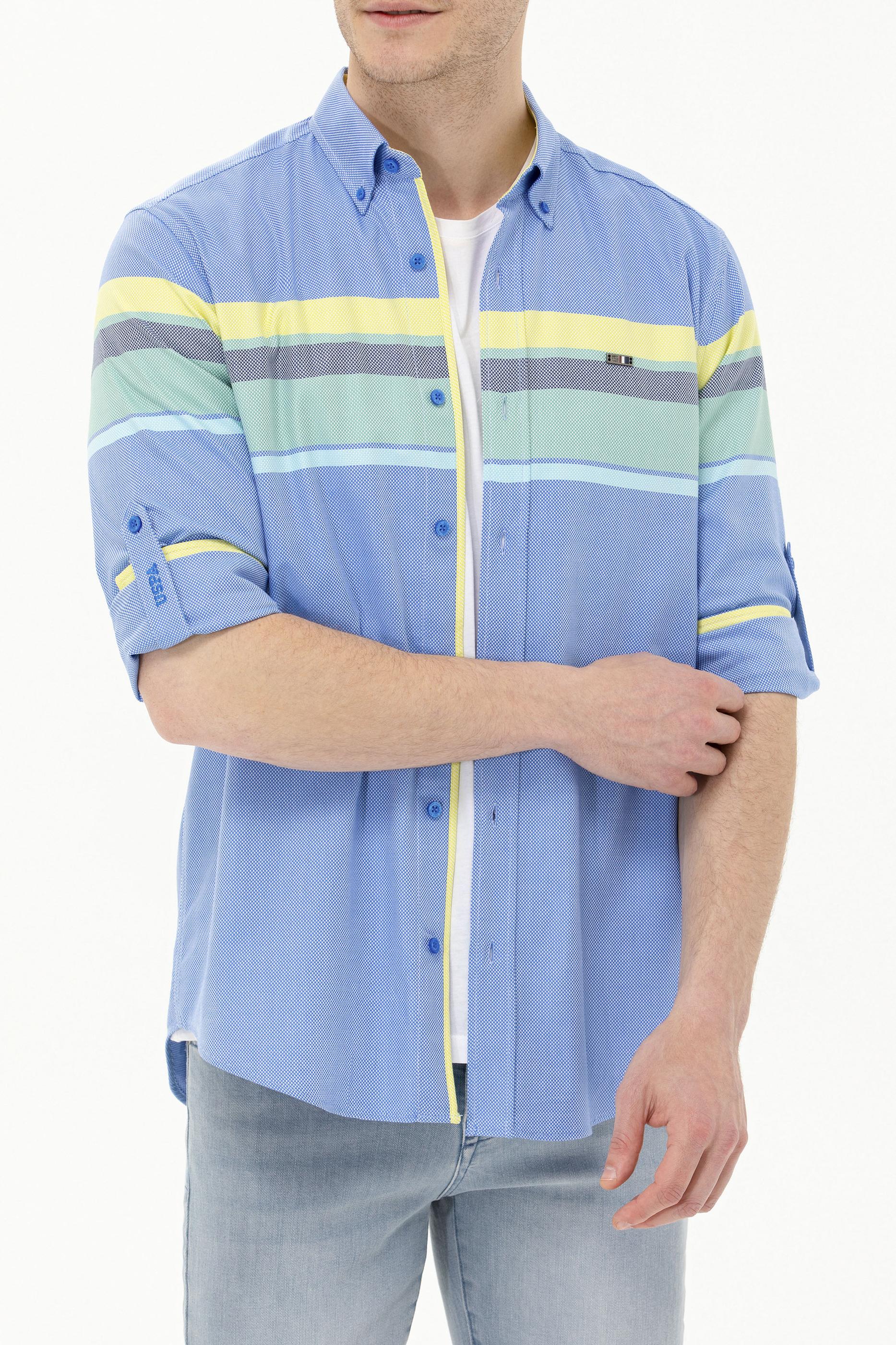 Erkek Saks Uzun Kollu Gömlek