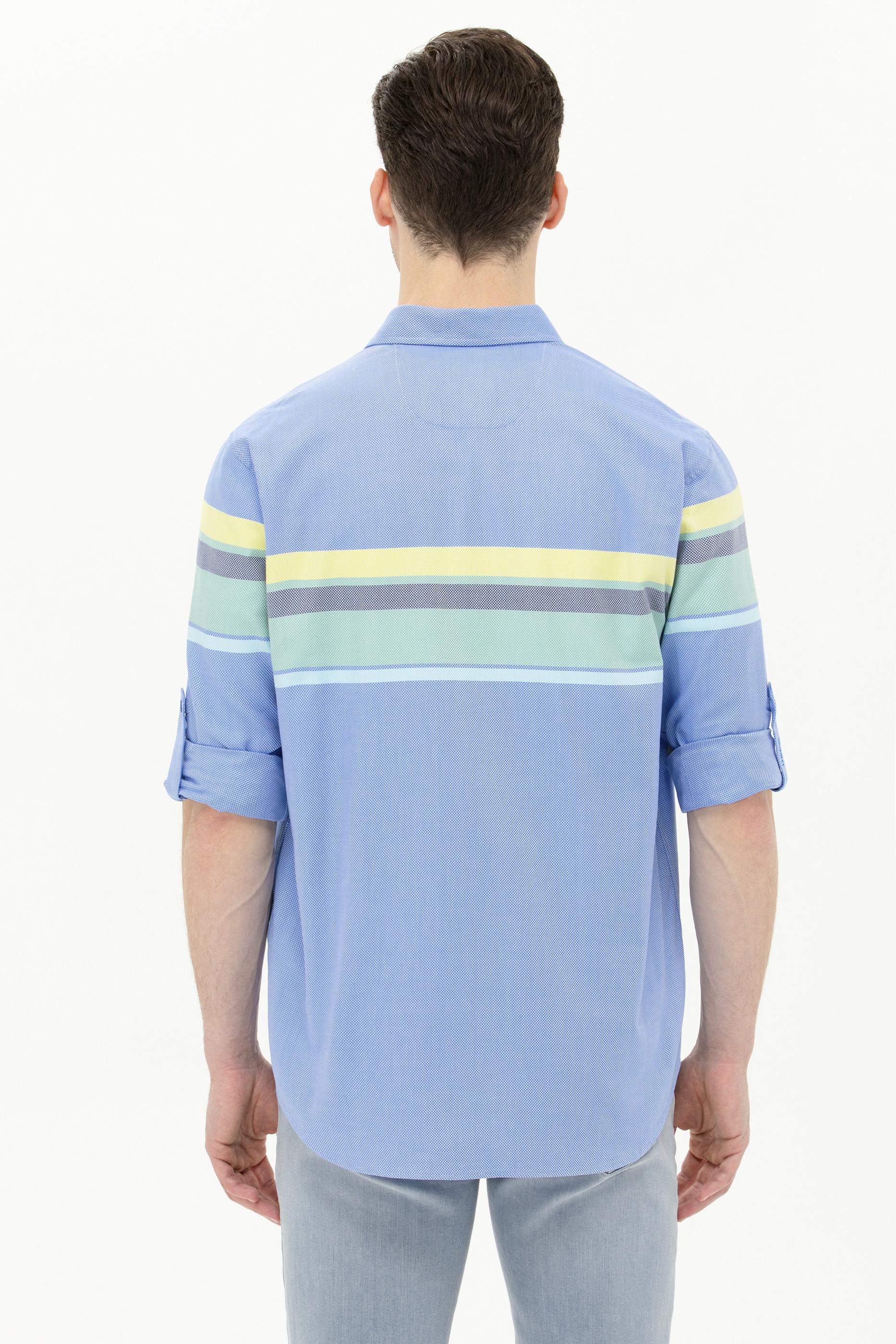 Erkek Saks Uzun Kollu Gömlek