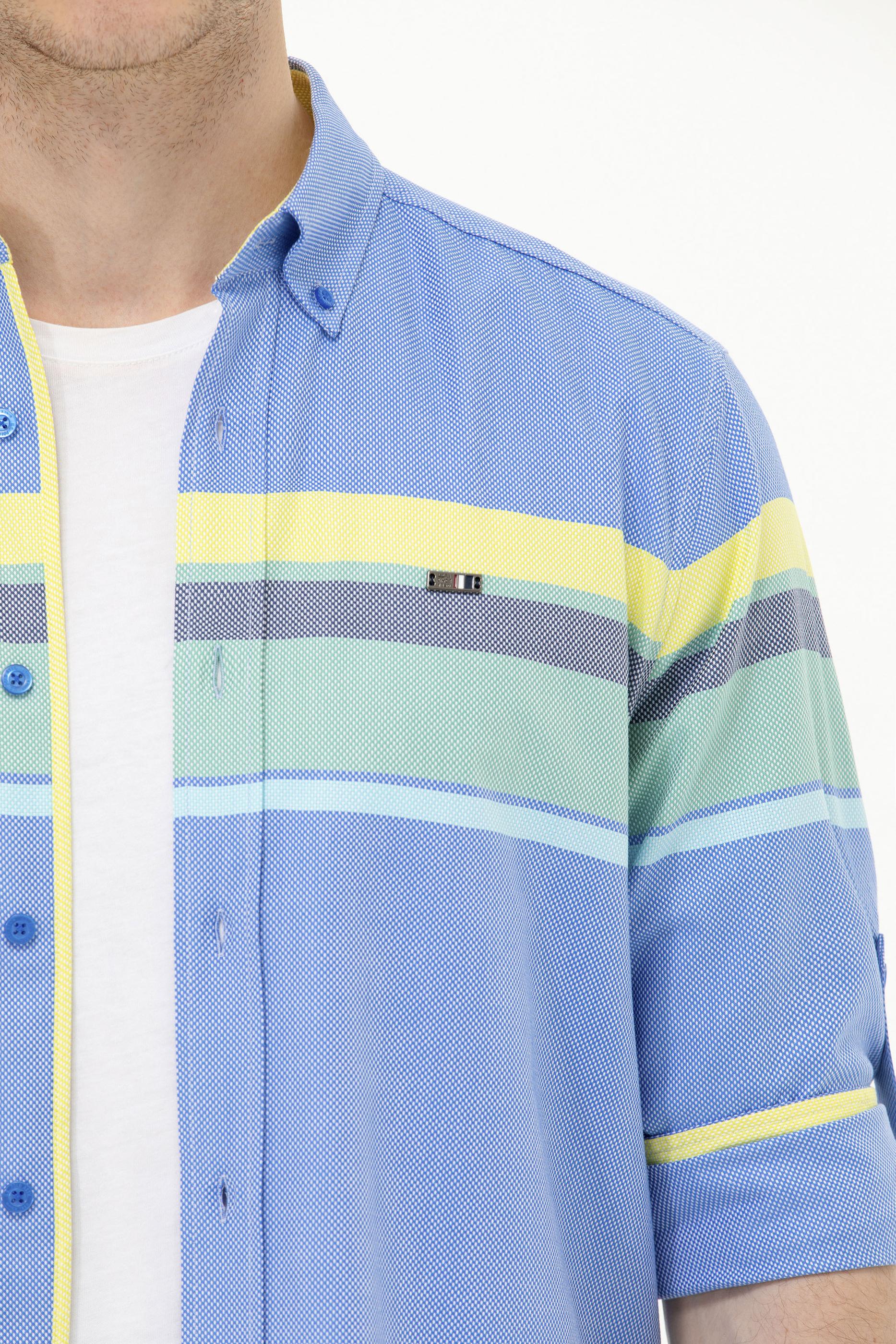 Erkek Saks Uzun Kollu Gömlek