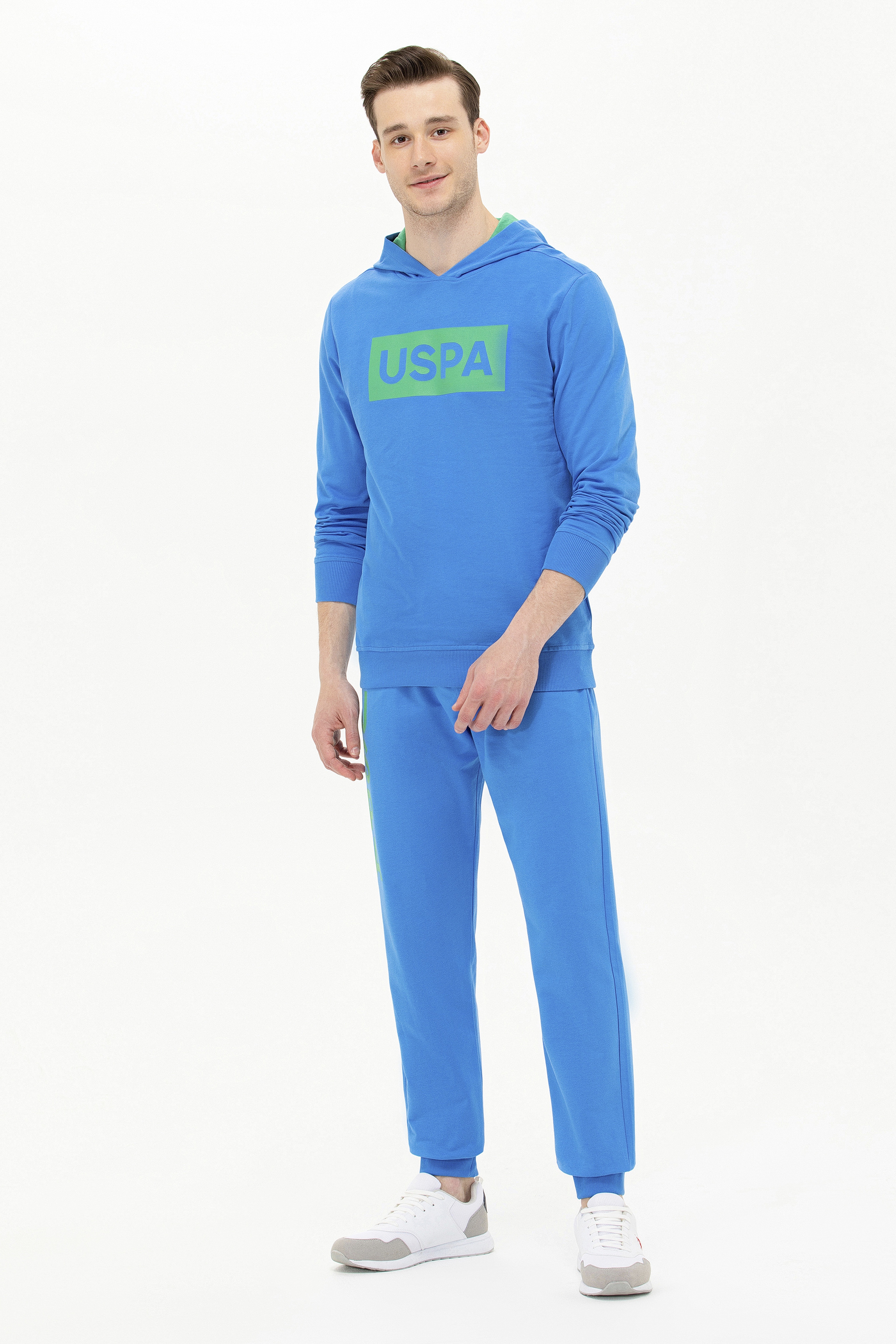 Erkek Saks Kapüşonlu Sweatshirt
