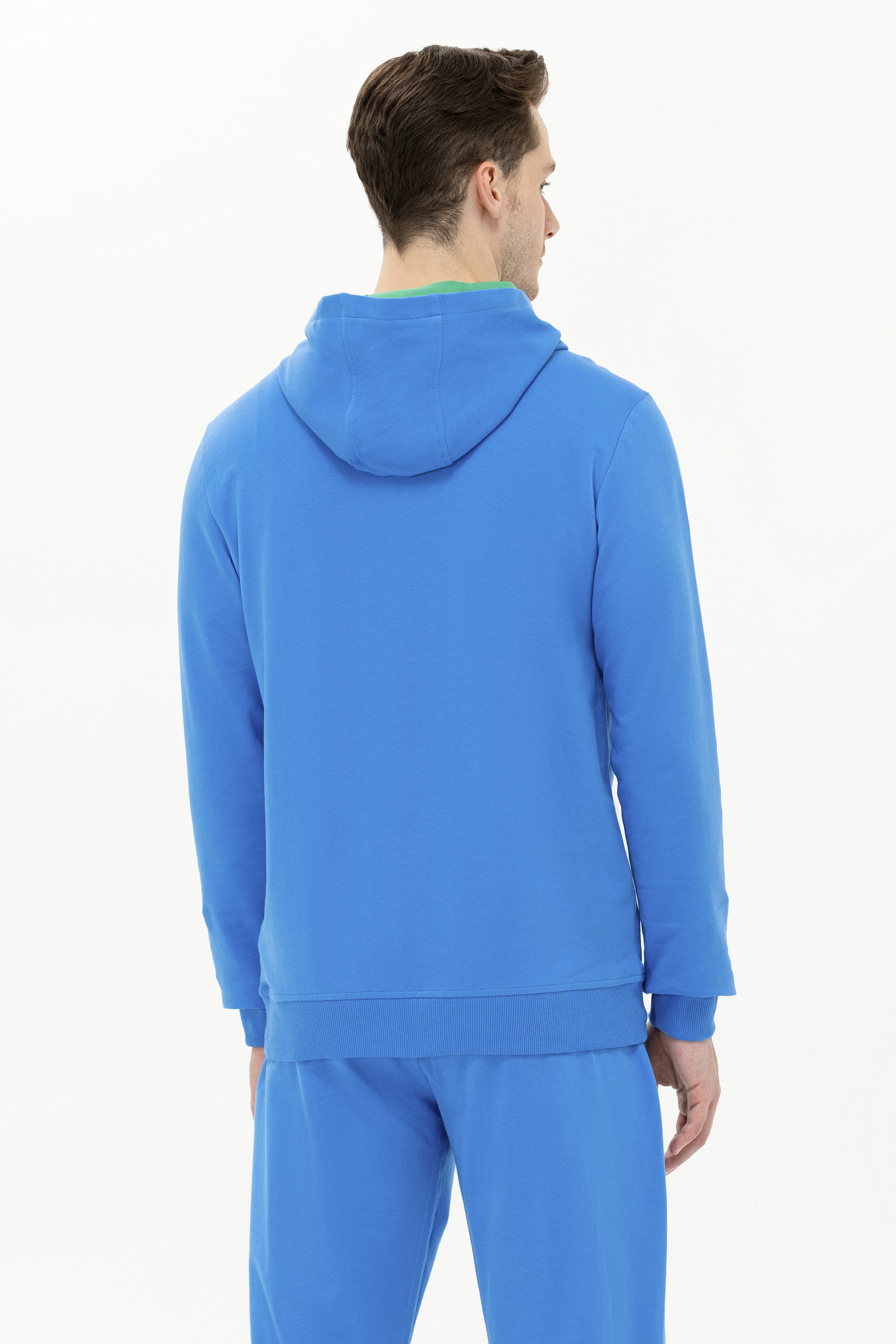 Erkek Saks Kapüşonlu Sweatshirt
