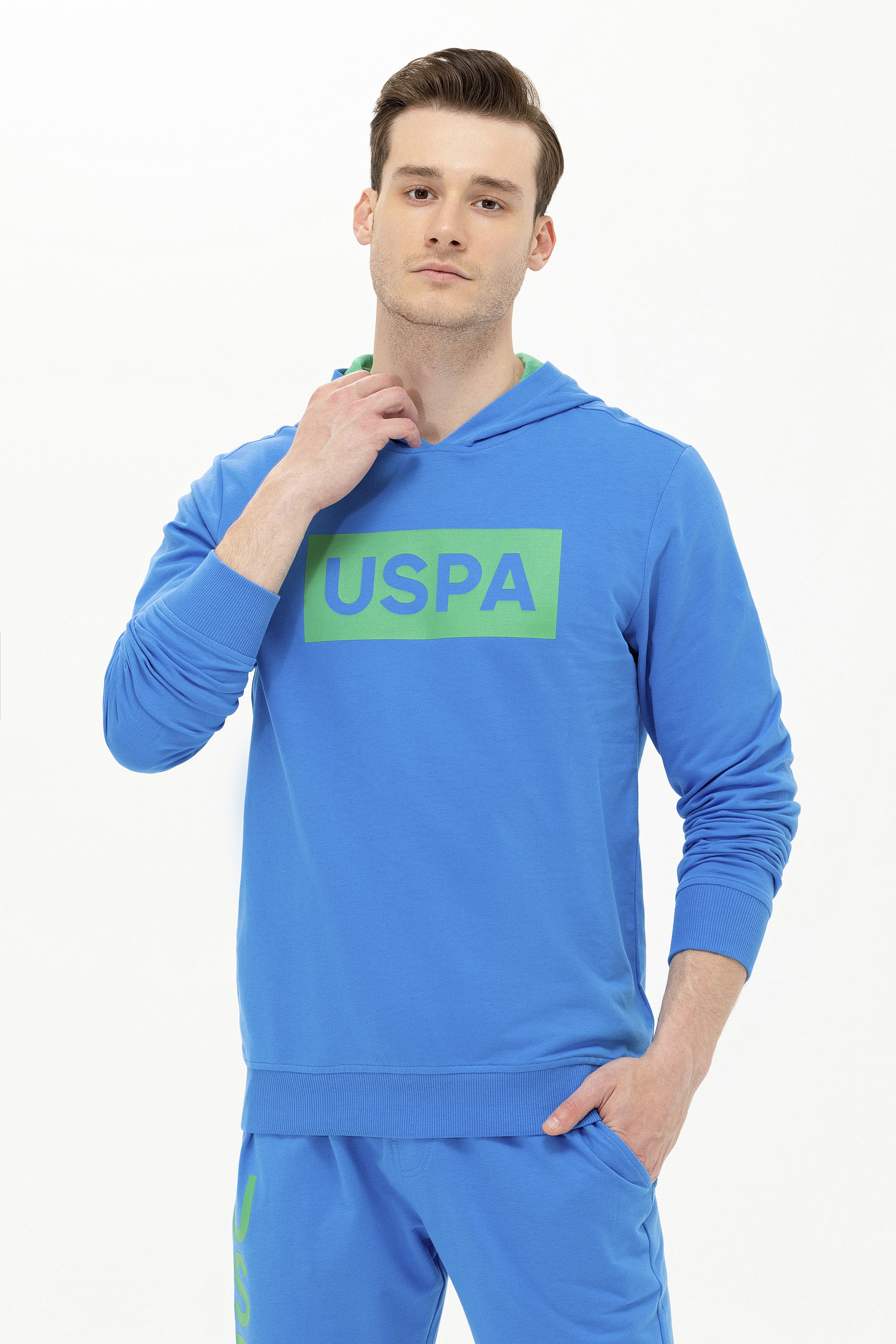 Erkek Saks Kapüşonlu Sweatshirt - Image 1
