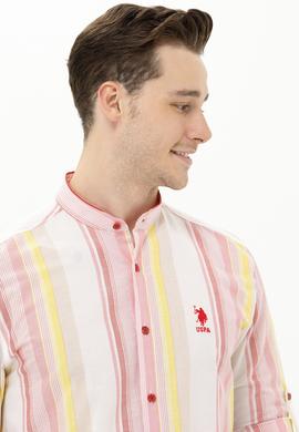 Erkek Kırmızı Çizgili Beyaz Gömlek - 50264080005