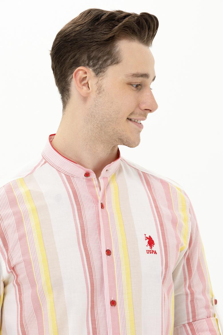 Erkek Kırmızı Çizgili Beyaz Gömlek - 50264080005