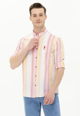 Erkek Kırmızı Çizgili Beyaz Gömlek - 50264080005