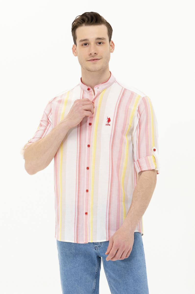 Erkek Kırmızı Çizgili Beyaz Gömlek