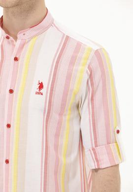 Erkek Kırmızı Çizgili Beyaz Gömlek - 50264080005