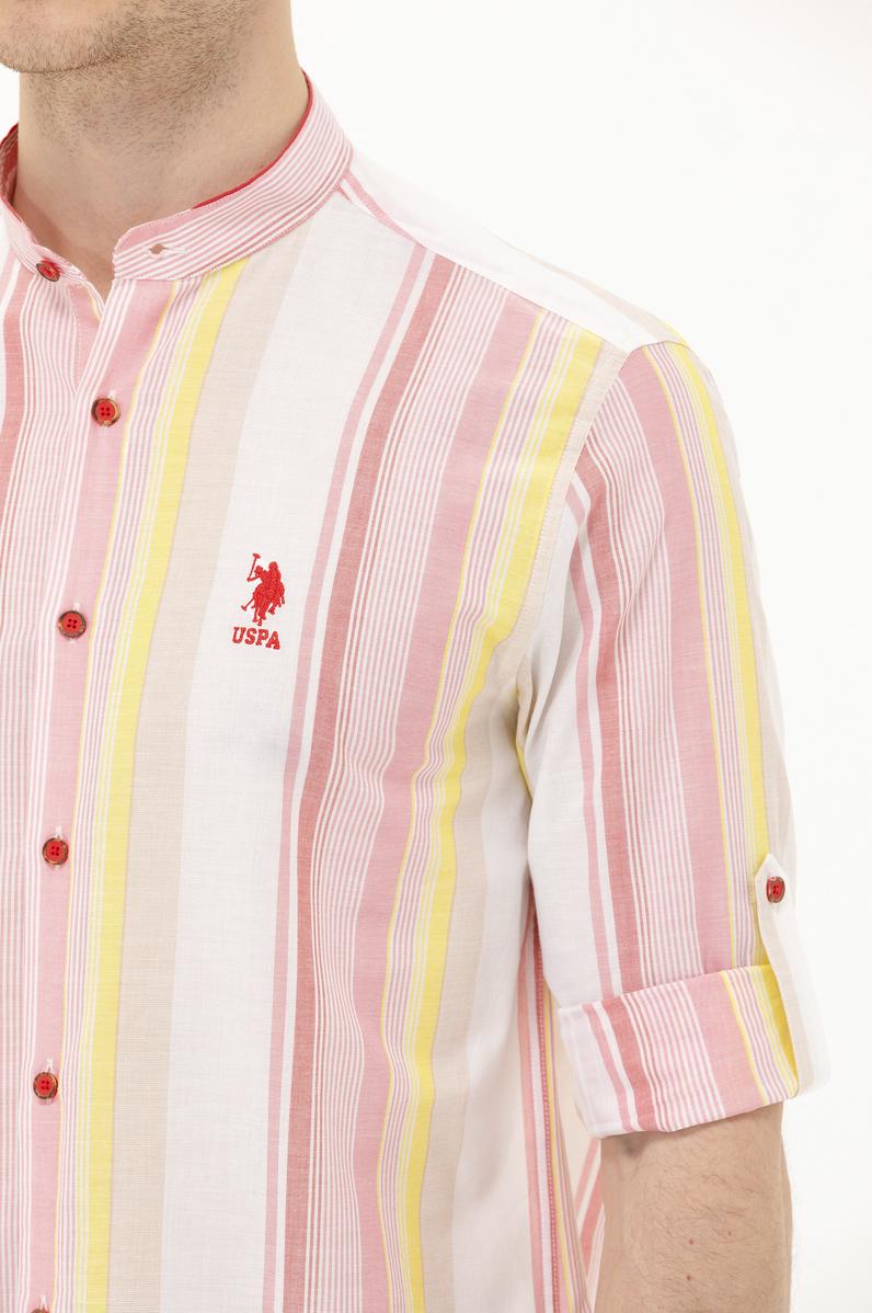 Erkek Kırmızı Çizgili Beyaz Gömlek