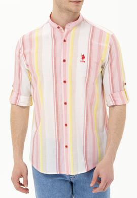 Erkek Kırmızı Çizgili Beyaz Gömlek - 50264080005