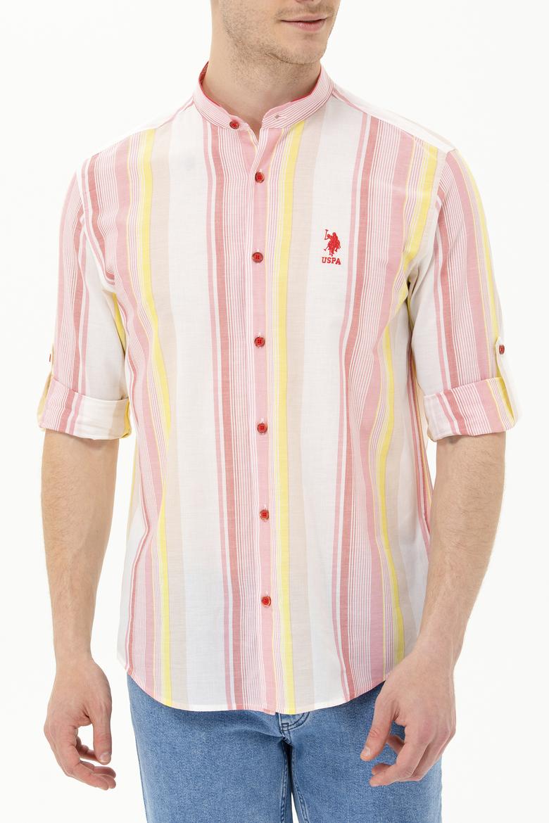 Erkek Kırmızı Çizgili Beyaz Gömlek - 50264080005