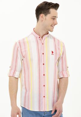 Erkek Kırmızı Çizgili Beyaz Gömlek - 50264080005