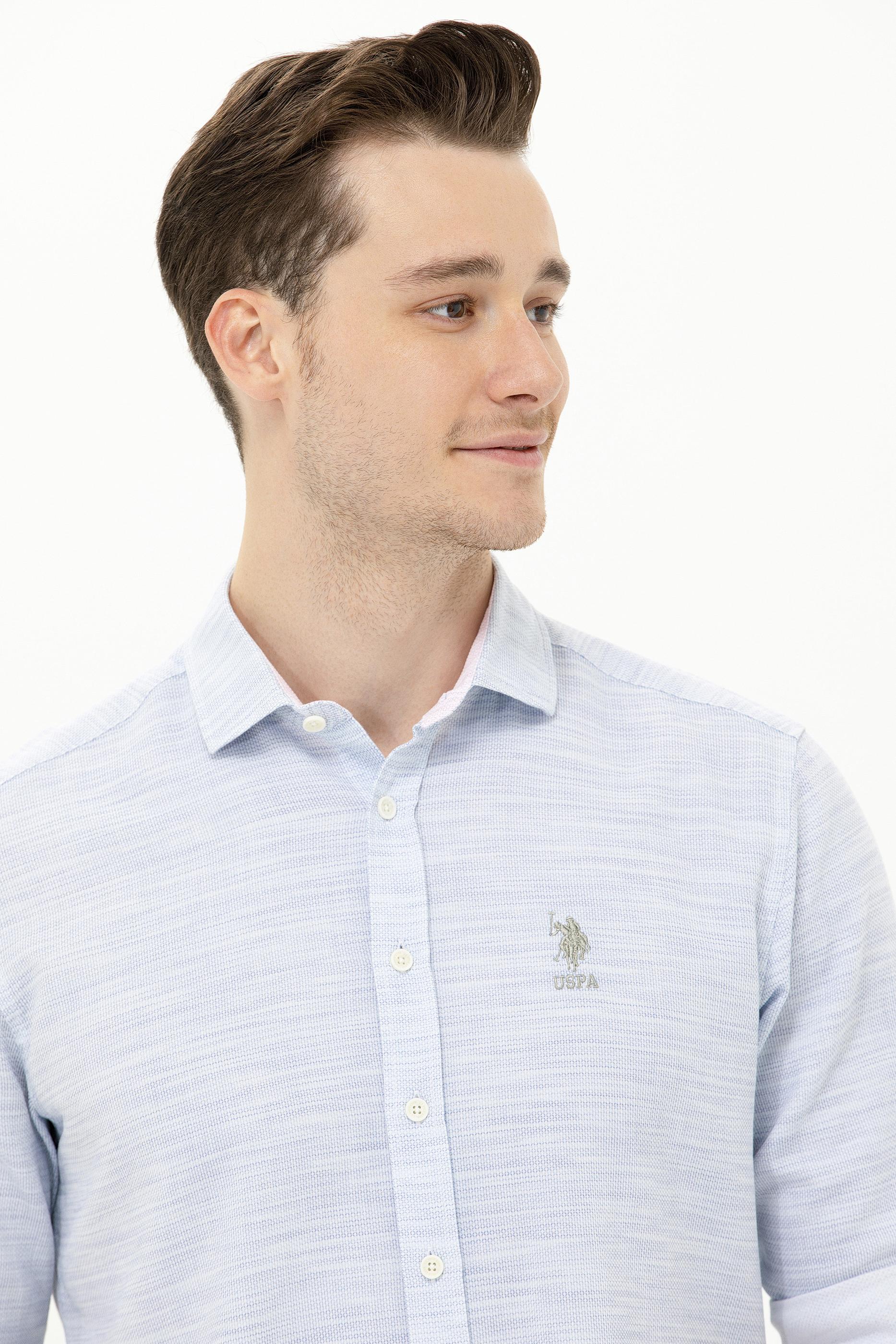 Erkek Mavi Uzun Kollu Gömlek