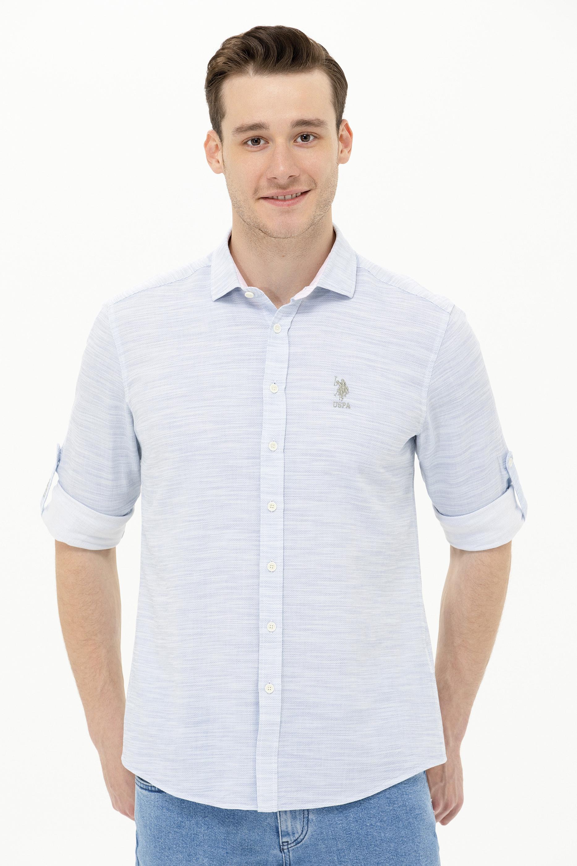 Erkek Mavi Uzun Kollu Gömlek