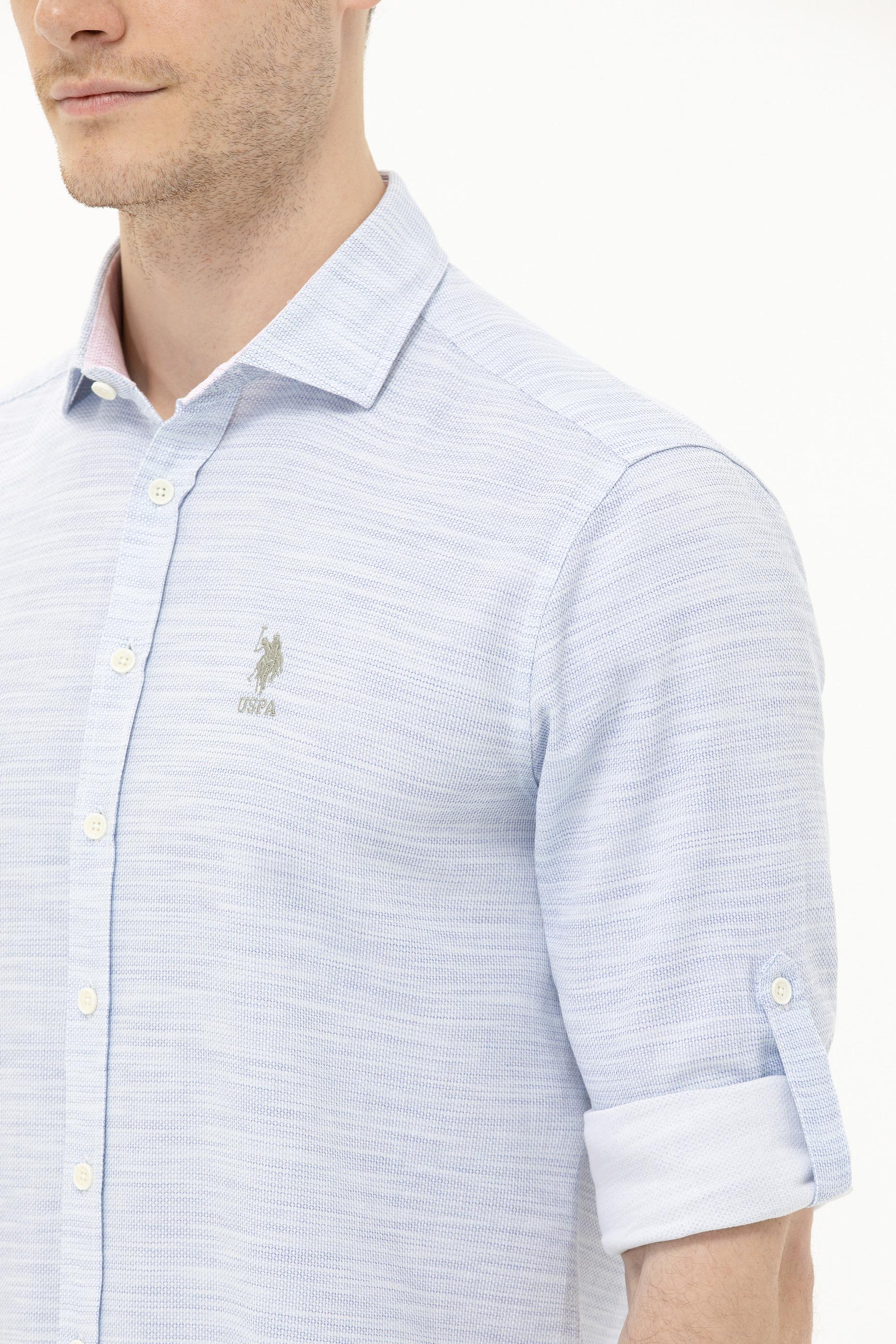 Erkek Mavi Uzun Kollu Gömlek