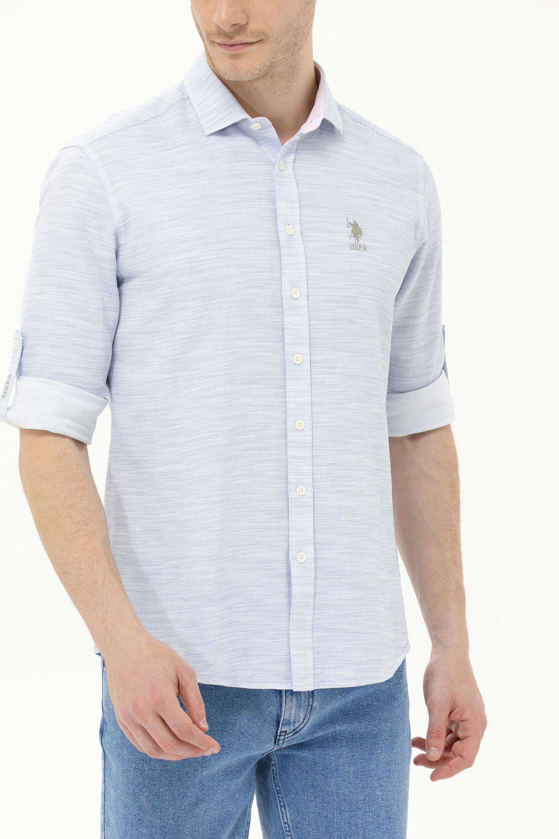 Erkek Mavi Uzun Kollu Gömlek