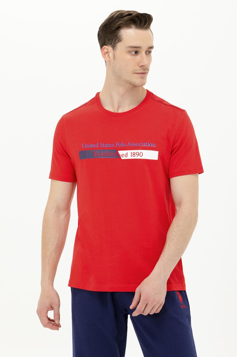 Erkek Kırmızı Bisiklet Yaka Tişört