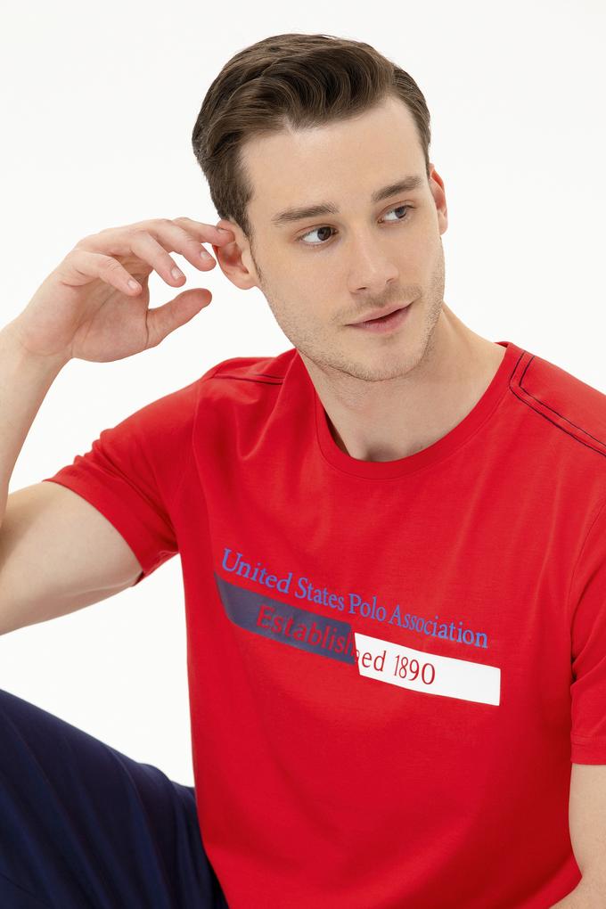 Erkek Kırmızı Bisiklet Yaka Tişört