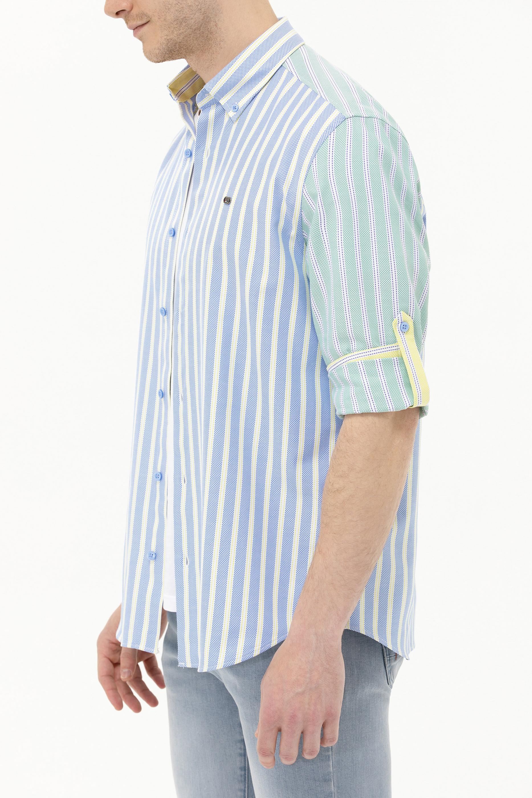 Erkek Saks Uzun Kollu Gömlek