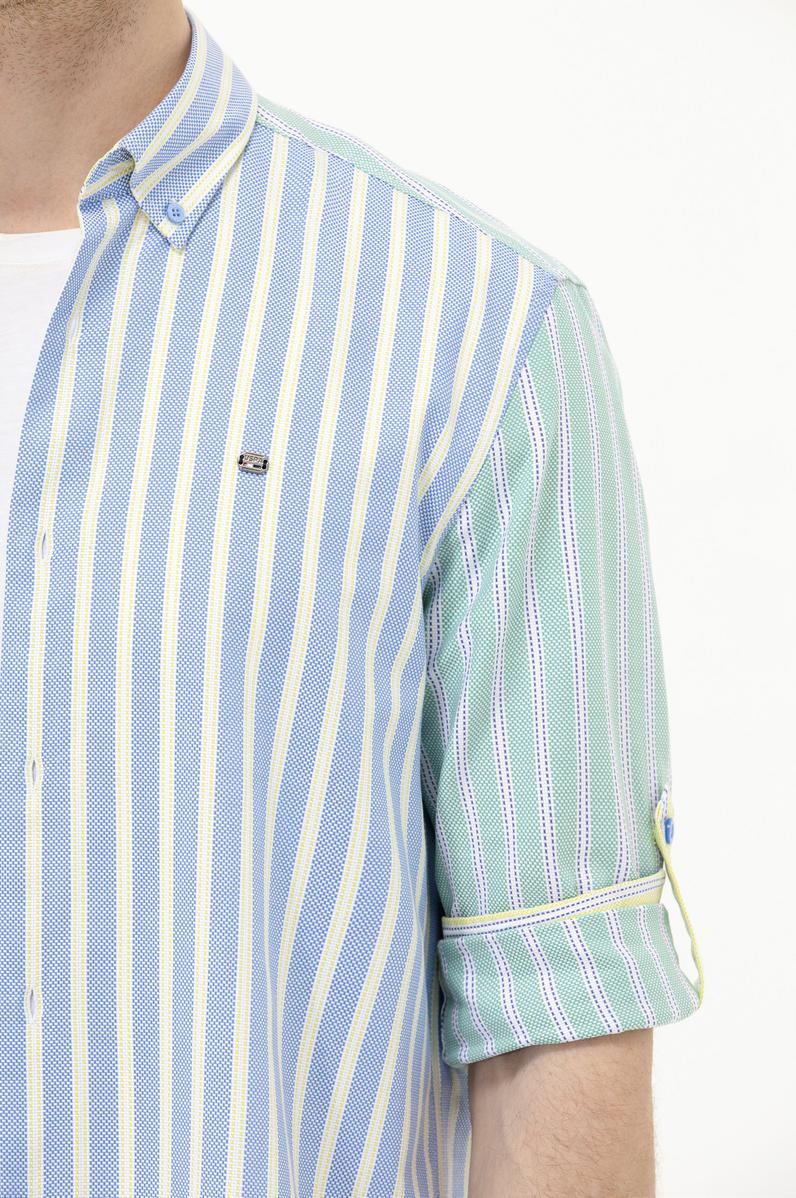 Erkek Saks Uzun Kollu Gömlek