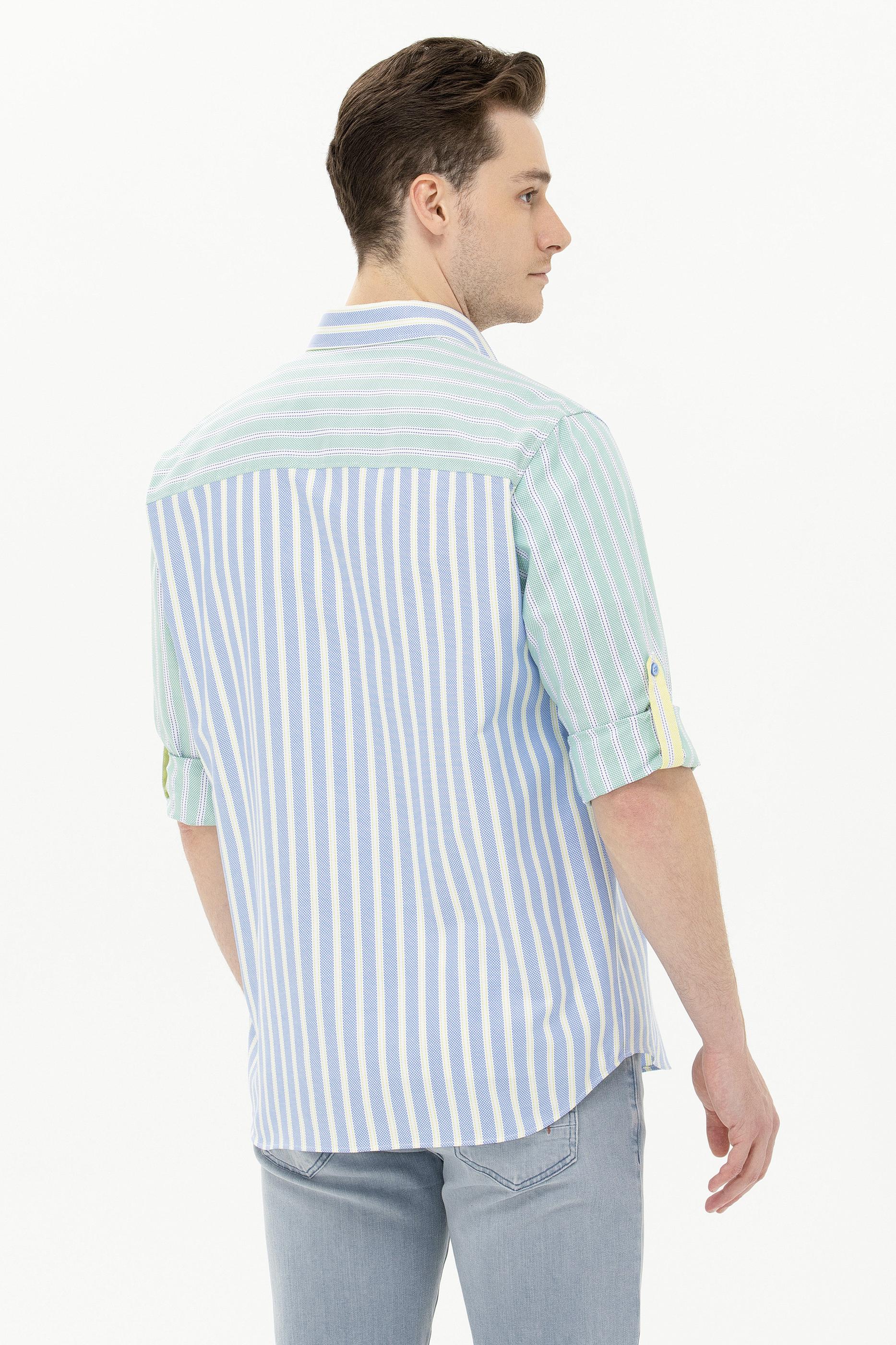 Erkek Saks Uzun Kollu Gömlek