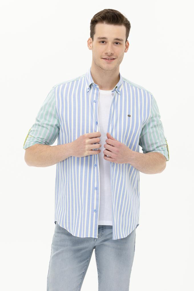 Erkek Saks Uzun Kollu Gömlek