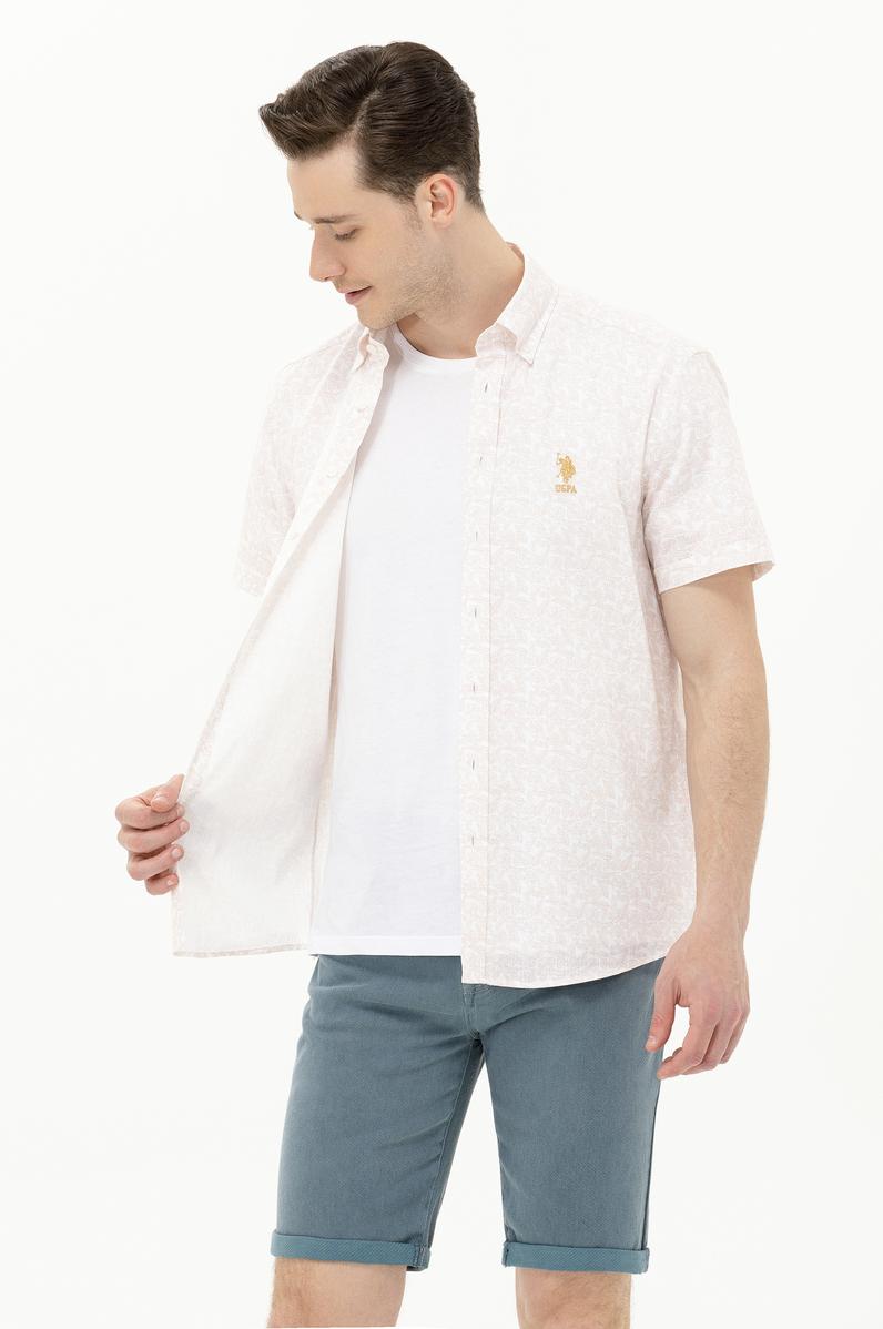 Erkek Camel Kısa Kollu Gömlek