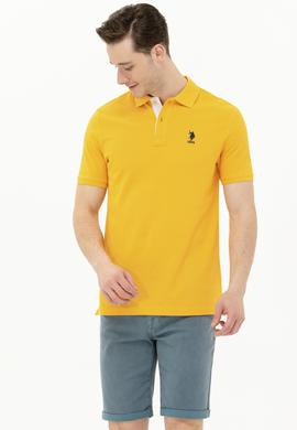 Erkek Sarı Basic Polo Yaka Tişört - 50263236071