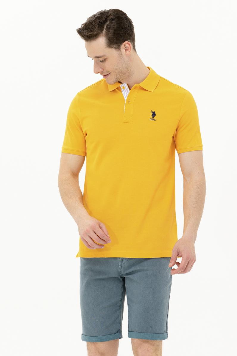 Erkek Sarı Basic Polo Yaka Tişört