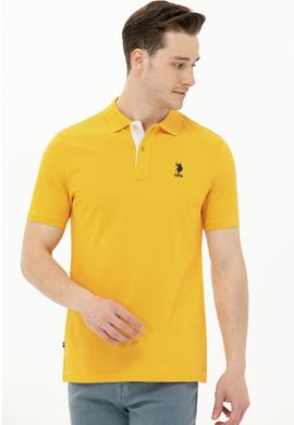 Erkek Sarı Basic Polo Yaka Tişört - 50263236071