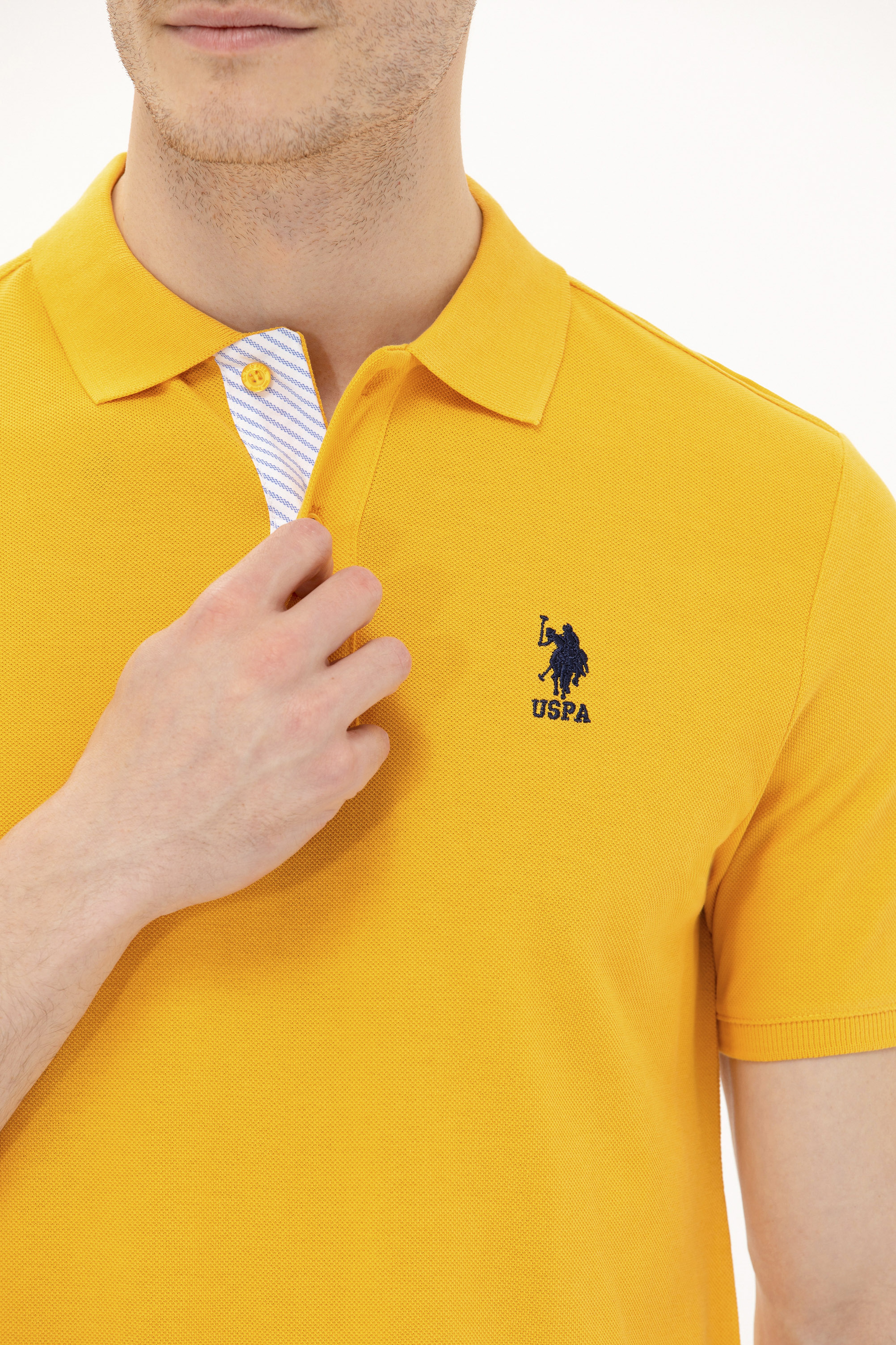 Erkek Sarı Basic Polo Yaka Tişört - Image 7