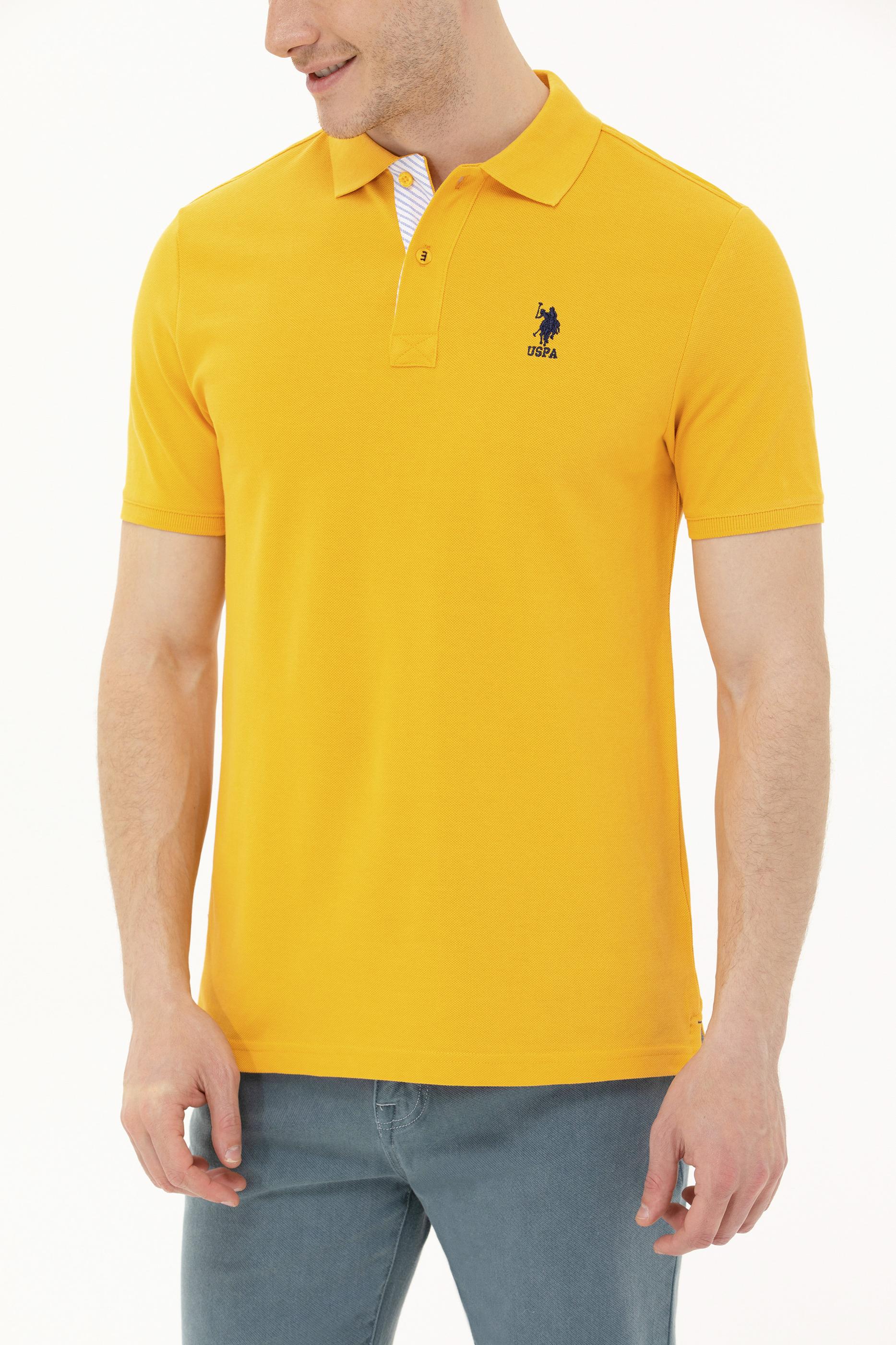 Erkek Sarı Basic Polo Yaka Tişört