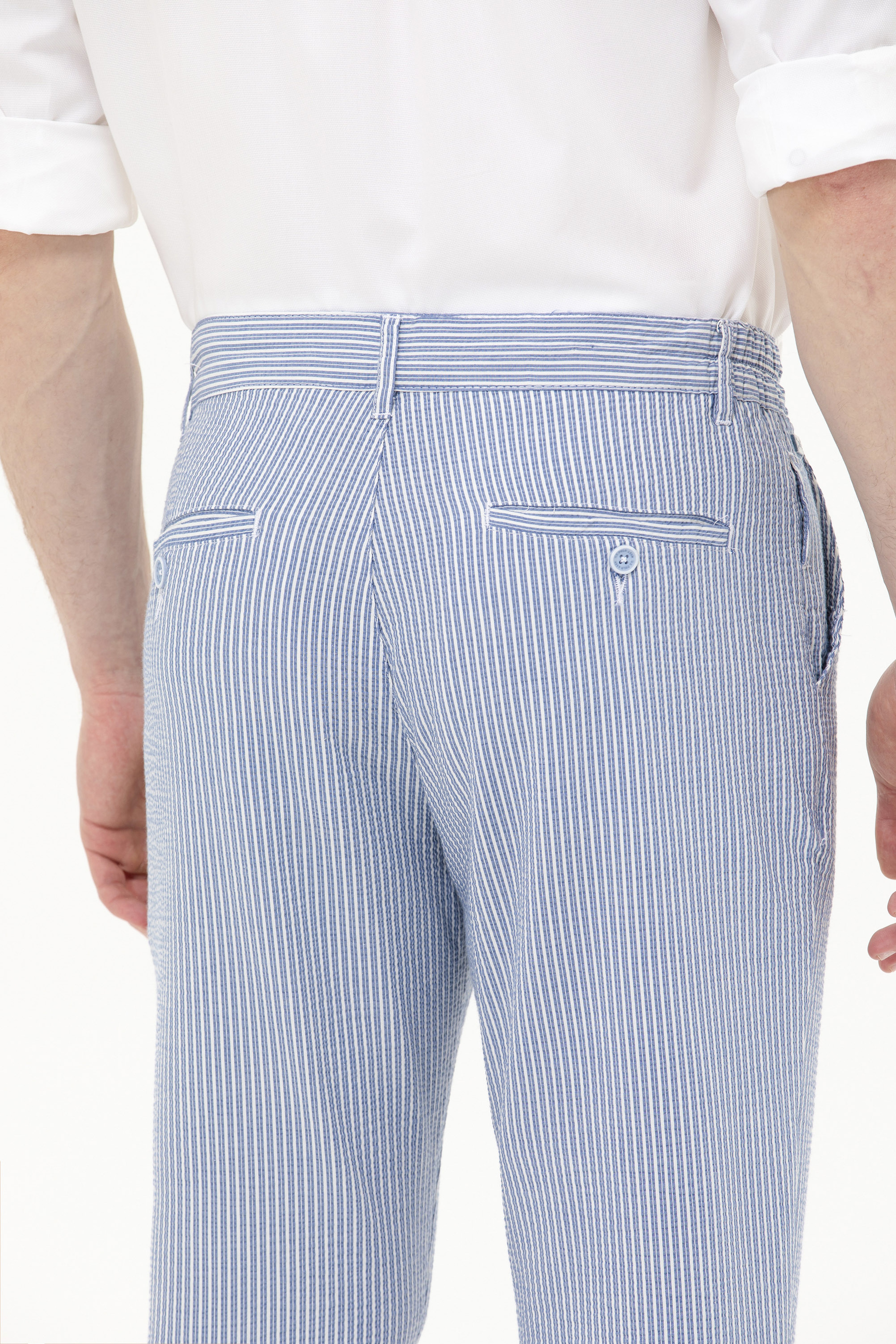 Erkek Carrot Fit Mavi Kanvas Pantolon