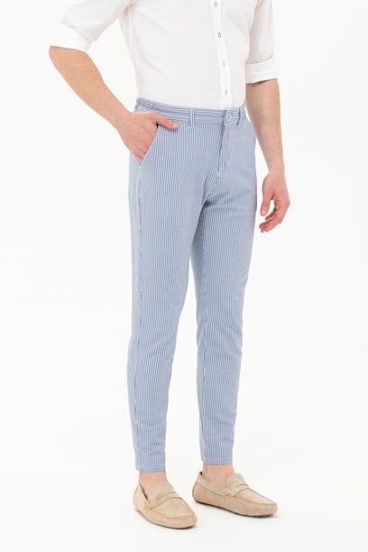 Erkek Carrot Fit Mavi Kanvas Pantolon