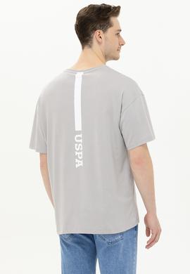 Erkek Gri Oversize Bisiklet Yaka Tişört - 50264919061