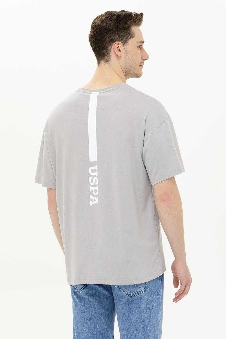 Erkek Gri Oversize Bisiklet Yaka Tişört - 50264919061