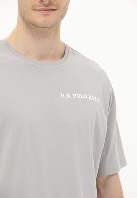 Erkek Gri Oversize Bisiklet Yaka Tişört - 50264919061